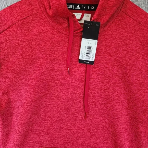 New Adidas Team Issue Fleece Hoodie Small Red Long Sleeve Climawarm - Picture 10 of 15